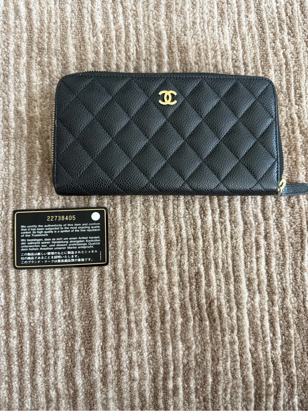 Chanel Black Quilted Caviar Zip Around Wallet - PRICE FIRM